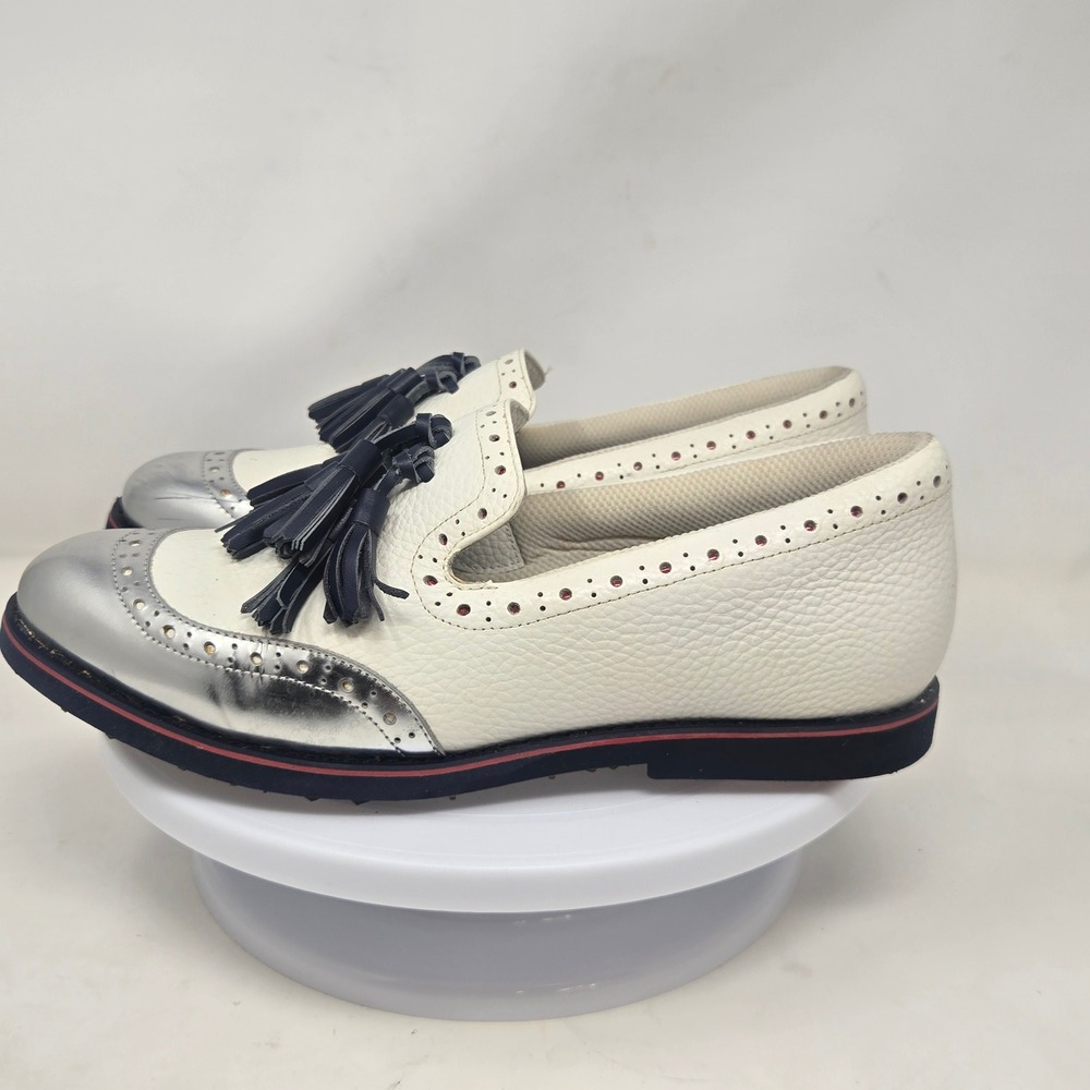 G/FORE Womens Tassel Gallivanter Golf‎ Shoes Snow Silver SW181562CZ US 10.5